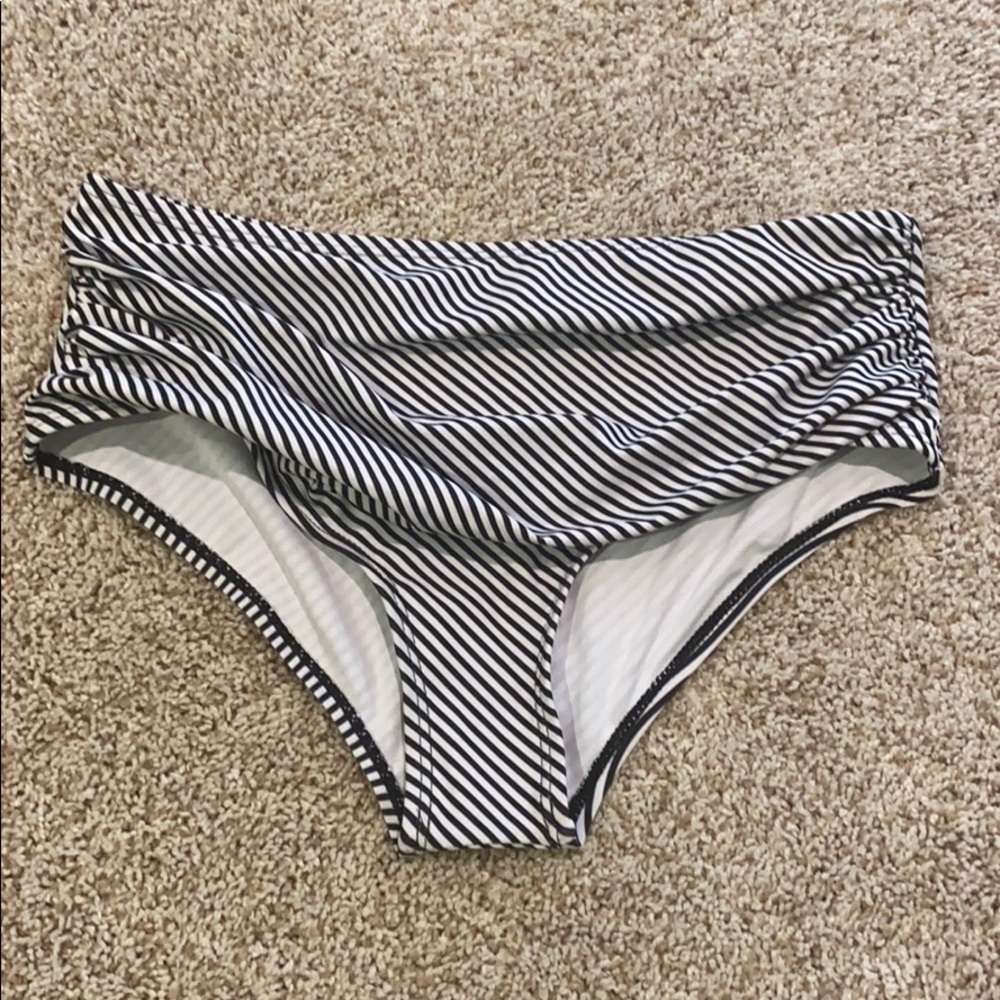 Striped High Waisted Bikini Bottoms